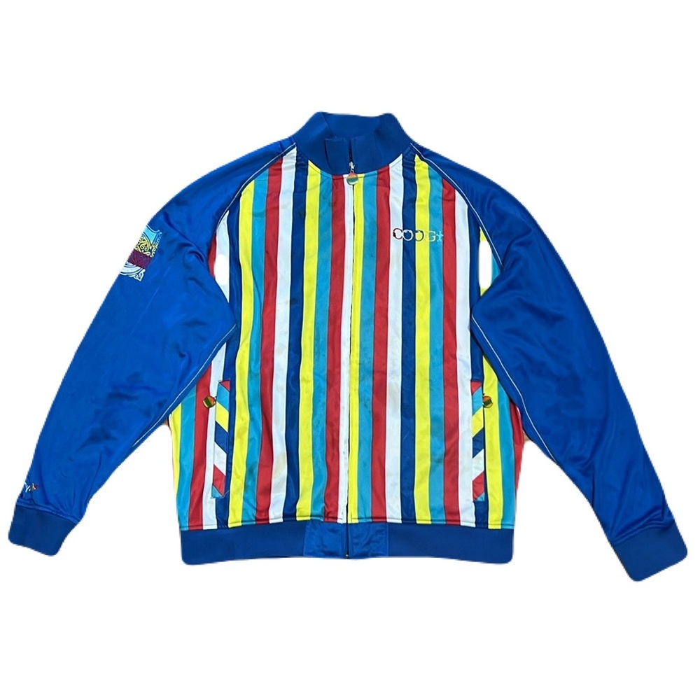 COOGI Blue Multi-Color Striped Bomber Jacket